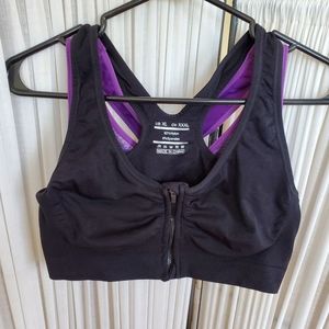 Duo of XL purple and black sport bra no pads